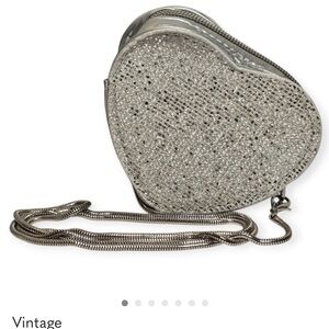 Vintage 90s Metallic Silver Shimmer Mini Bag Small Accessories Evening Purse